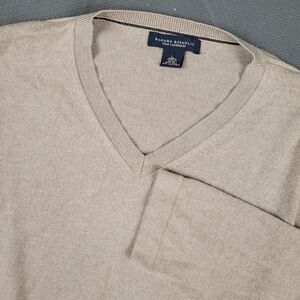 Banana Republic Silk Cashmere V-Neck Sweater Mens Large Tan